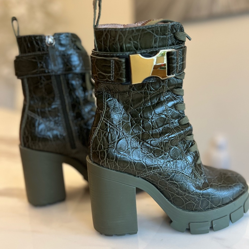 Shultz army green booties